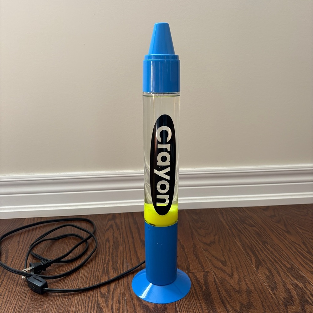 Blue Crayon with Yellow Lava Motion Lamp Light 17" Tall Tested